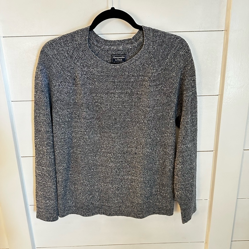 ABERCROMBIE & FITCH XS Crew neck grey long sleeve 100% cotton woman popover